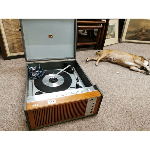 341 - Good Vintage HMV 2030 Table Top Record Player With BSR Turntable Working