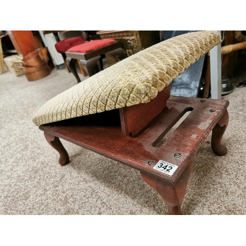 342 - Height Adjustable Foot Stool With Upholstered Top