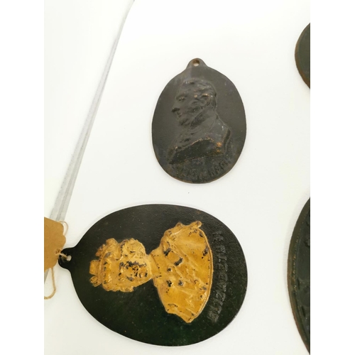 351 - Quantity Of 4 Cast Iron Plaques Inc Worcester Fire Office 1703 And Ironbridge Plaque