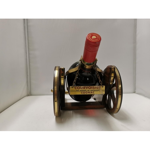 357 - Good Vintage 60's Bottle Of Courvoisier Three Star Luxe Cognac In A Cannon Formed Stand