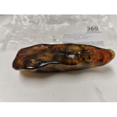 360 - Very Large Piece Of Natural Butterscotch Amber 196g In Total