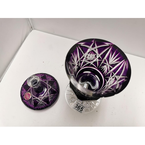 365 - Nice Quality Thomas Webb Hand Cut Lead Crystal Amethyst Glass Lidded Vase