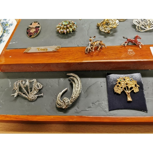 394 - Suit Of Brooches Containing Approx 30 Inc Enameled & Marcasite