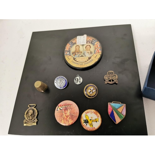 407 - Quantity Of Vintage Badges And A 1937 Coronation Souvenir Mirror