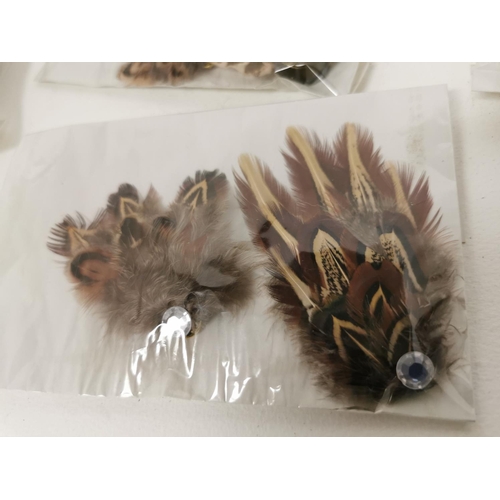 413 - Quantity Of 5 Pin Badges Made Out Of Pheasant Feathers And Shotgun Cartridges