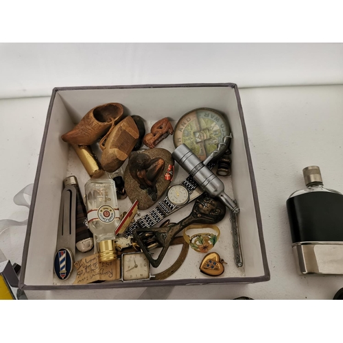 415 - Box Full Of Sundries And Collectables Inc Penknifes, Fountain Pens Etc