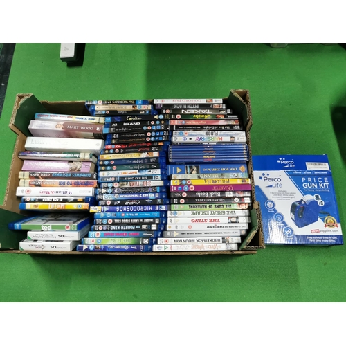 1 - Box Full of Blueray Dvd's Etc Inc Price Gun Kit