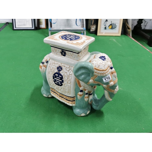 120 - Ceramic Elephant Jardiniere Stand