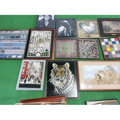 125 - Large Job Lot Of Various Pictures, Inc Good Quantity Of Needle Work Pictures Inc Lion Scene, Quantit... 