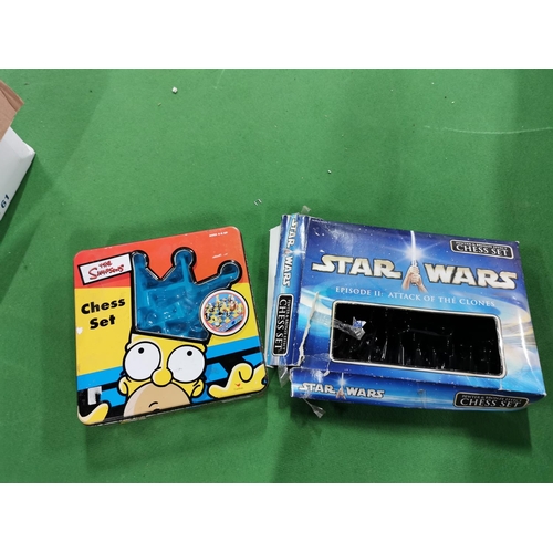 135 - Two Complete Chess Sets Star Wars 2 And Simpsons Both With Original Boxes