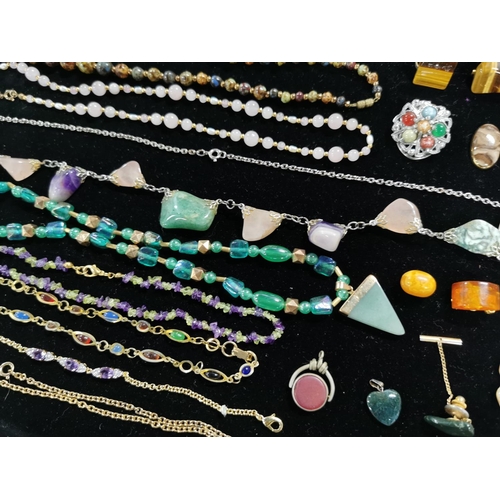 144 - Suite Of Gemstone Jewellery Including Pendants Bracelets Necklaces Etc Stand Not Included