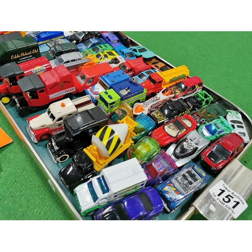 151 - Tray Full Of Die Cast Cars Inc Corgi, Matchbox Etc