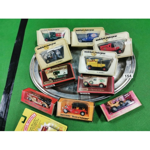 154 - Tray Of Vintage Boxed Matchbox Models Of Yesteryear Cars Inc Bus & Matchbox Set