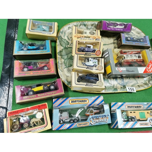 155 - Tray Full Of Unused Boxed Cars, Matchbox Days Of Yesteryear, Days Gone, Corgi Etc