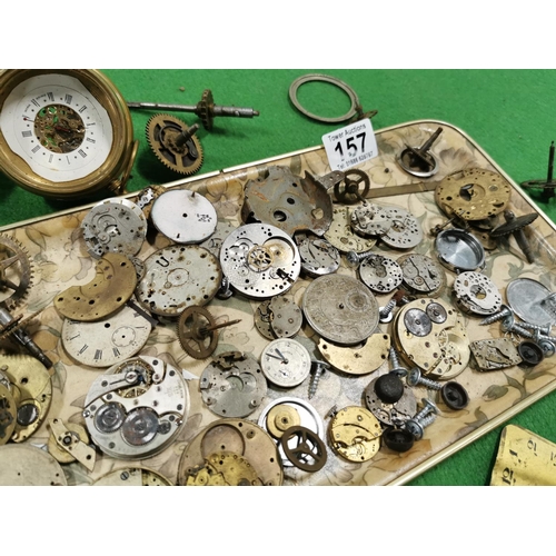 157 - Tray Containing A Large Quantity Of Pocket Watch Dial Movements & Parts