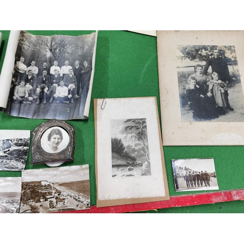 172 - Very Large Quantity Of Antique Photographs Of Various Subjects Inc A Hall Marked Silver Photo Frame