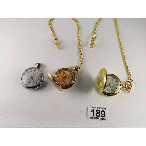 189 - Two Modern Pocket Watches And Vintage Chrome Services Pocket Watch