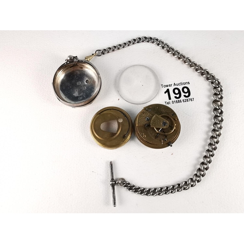 199 - Antique Hall Marked Silver Pocket Watch And Hallmarked Silver Chain Stamped Rich P Williams Dolgelle... 