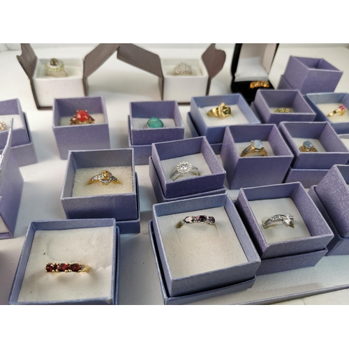 207 - Quantity Of 25 Brand New Gemstone Set Rings All Are Gold Or Platinum Bonded, By Karis