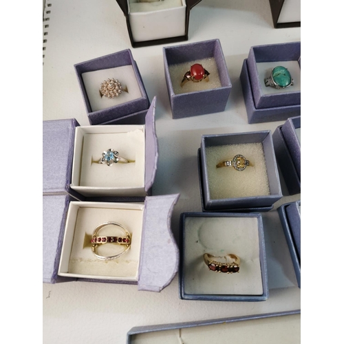 207 - Quantity Of 25 Brand New Gemstone Set Rings All Are Gold Or Platinum Bonded, By Karis