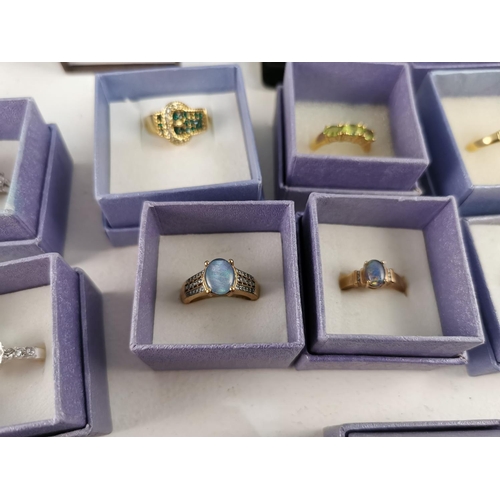 207 - Quantity Of 25 Brand New Gemstone Set Rings All Are Gold Or Platinum Bonded, By Karis