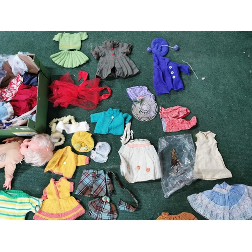 21 - Two Boxes Full Of Dolls Clothing And Accessories Inc Hand Made Knit Ware Jumpers & Dresses, Dolls Et... 