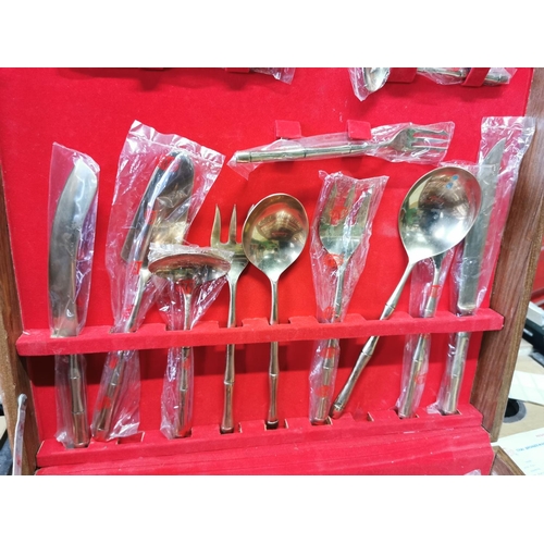 250 - As New Cased Canteen Of Bronze Cutlery For 12 Persons