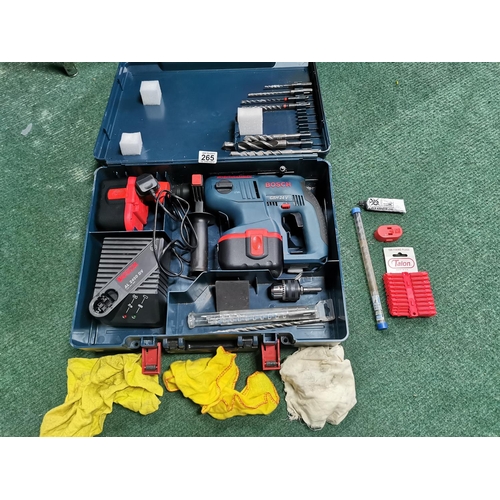 265 - Bosch GBH 24v Cordless Hammer Drill With Two Batteries, Charger, Drill Bits & Accessories In Excelle... 