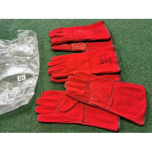 281 - Three New Pairs Of Heavy Duty Work Gloves Size 10