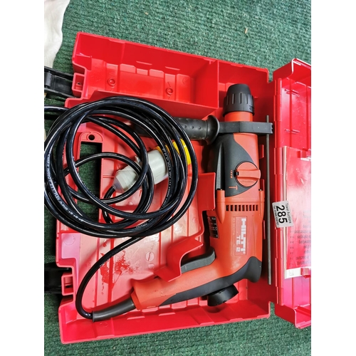 285 - Cased Hliti TE2 Hammer Drill With 110V Connection In Excellent Condtion With Hliti Goggles Etc