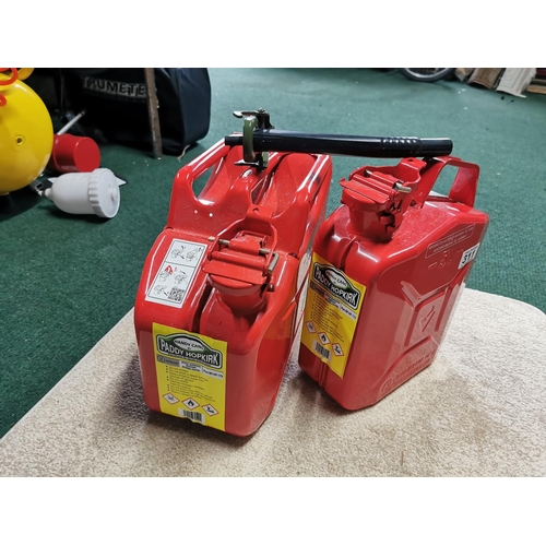 311 - Two New Metal Petrol Jerry Cans With A New Spout One 5ltr, One 10 Ltr