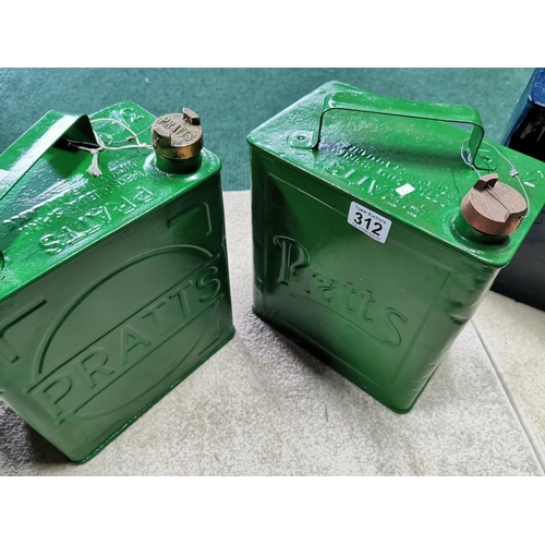 312 - Two Restored Pratts Fuel Cans And Esso Can All With Original Lids & Vintage Atlastic Can