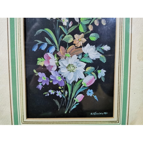 33 - Pair Of Good Oil On Boards Flowers By E Guidotti, Along With Framed Pressed Flowers Limited Editions