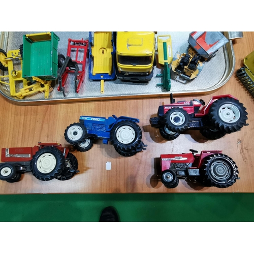 41 - Tray Full Of Diecast Tractors And Trucks Mostly Britains, Tray Not Included