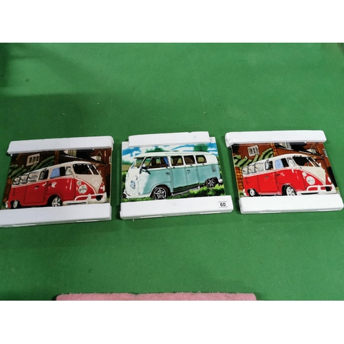 60 - Quantity Three New Benaya Ceramic Picture Tiles Of VW Camper Vans