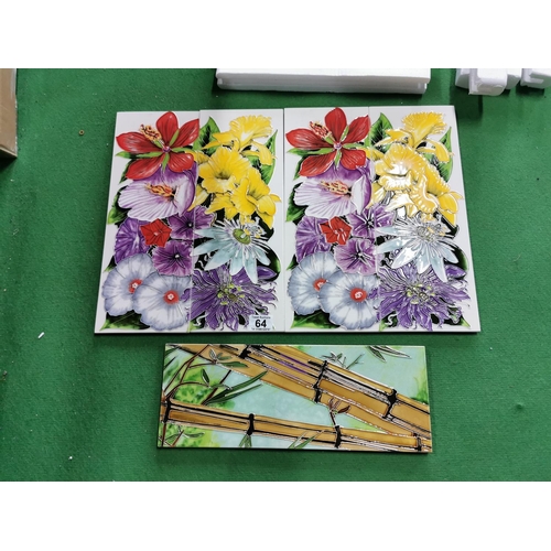 64 - Quantity Of 5 New Benaya Ceramic Picture Tiles Inc 4 That Match To Make Two Pictures