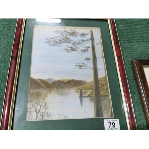 79 - Orignal Pastel Of Lake Vyrnwy Scene By D Clark, Three Other Lake Vyrnwy Pictures And Two Others