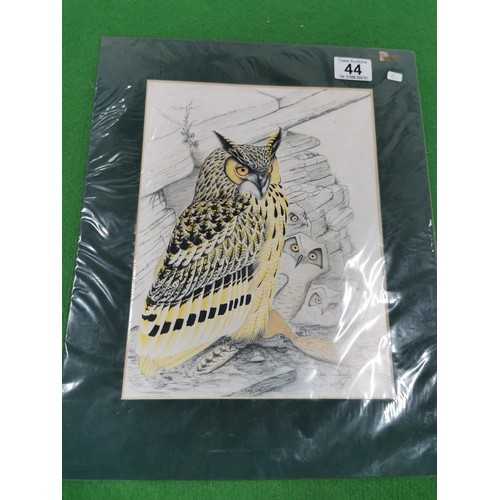 44 - Hand Signed Print Of Owl Scene By Recognized Local Artist  Dee Doody