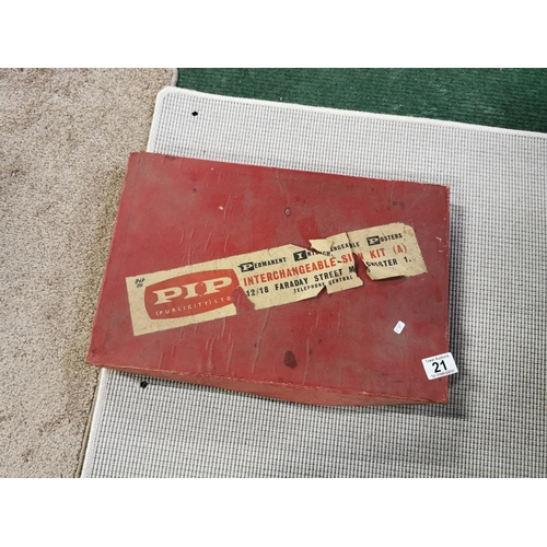 21 - Vintage Boxed Interchangeable Sign Kit By Pip