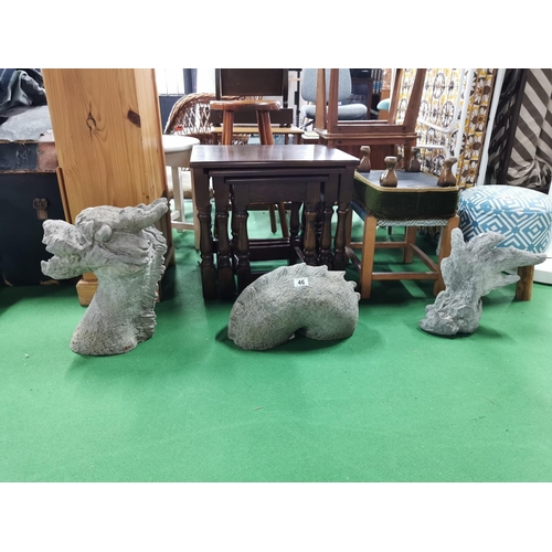 46 - Three Piece Stoneware Loch Ness Garden Ornament Standing 40cm At Highest Point