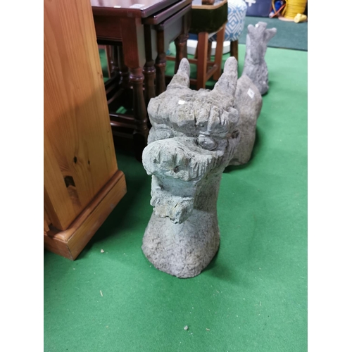 46 - Three Piece Stoneware Loch Ness Garden Ornament Standing 40cm At Highest Point