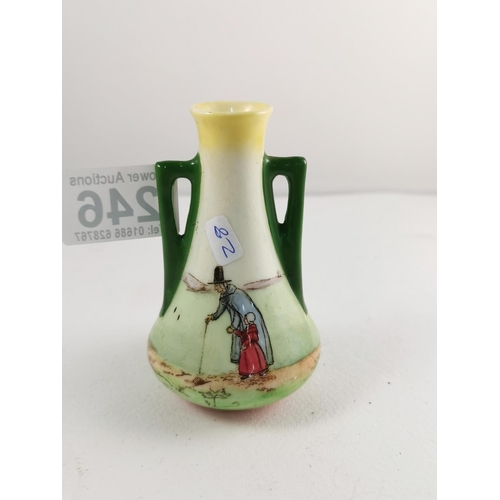 246 - Royal Doulton twin handled Welsh lady vase