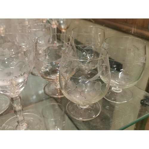 248 - Large quantity etched drinking glasses various sets