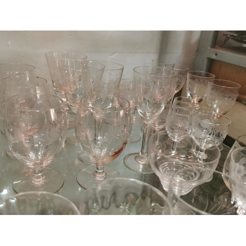 249 - Two sets etched glassware