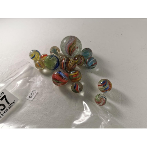 257 - Vintage marbles (16) Core Swirl