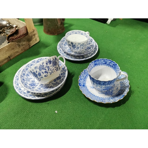 1 - Three boxes of odds inc good collectable china with Minton and Spode trio sets, a Coalport set etc (... 