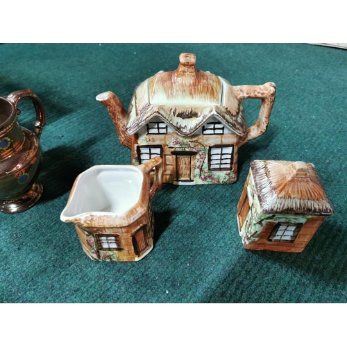 105 - Price Kensington cottage ware teapot set, Staffordshire painted jug etc