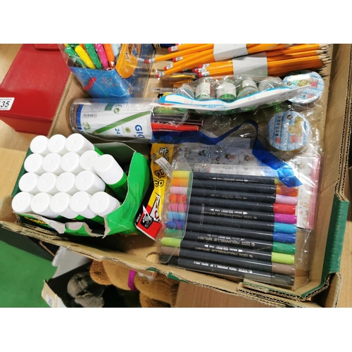 136 - Large job lot of various new stationary inc pencils, pens, glue sticks, glitter, etc