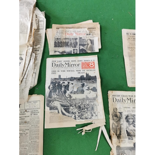 140 - Quantity of 6 newspapers from 30's and 40's and a quantity of other newspapers from 70's 80's