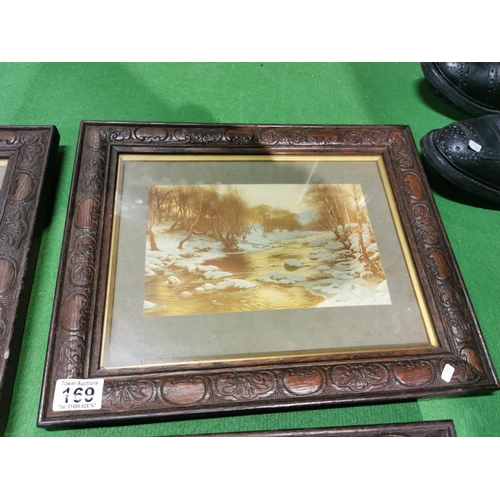 169 - Four prints in good carved matching frames